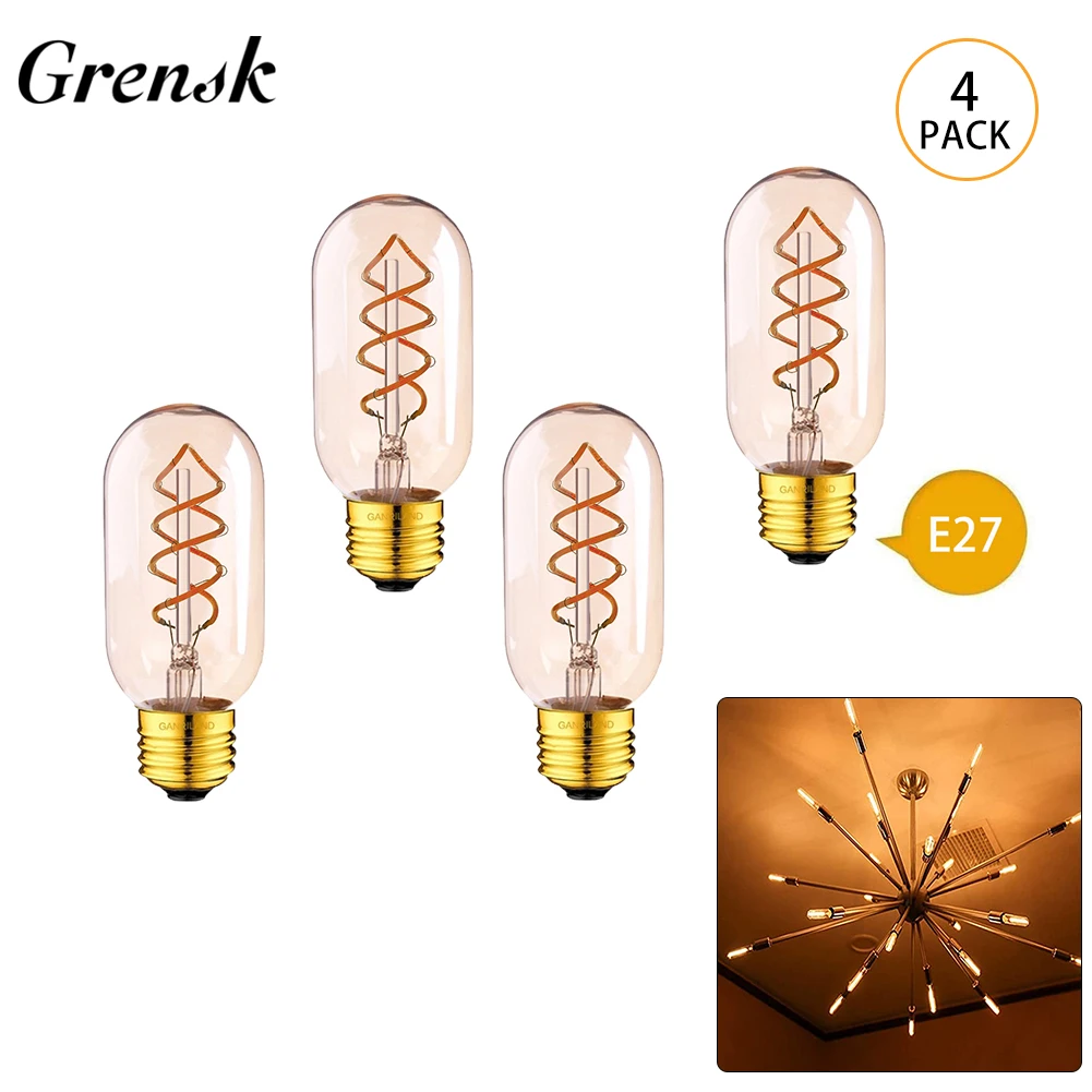 

Vintage Edison Light Bulbs E27 Dimmable T45 3W Decorative Antique Filament Light Bulbs 25 Watt Incandescent Equivalent LED Light