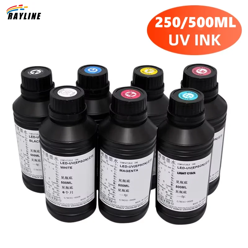 250/500ml UV Ink For Epson 1390 1400 1410 R280 R290 R330 L800 L805 L1800 XP600 TX800 For DX4 DX5 DX6 DX7 Printhead UV Printer