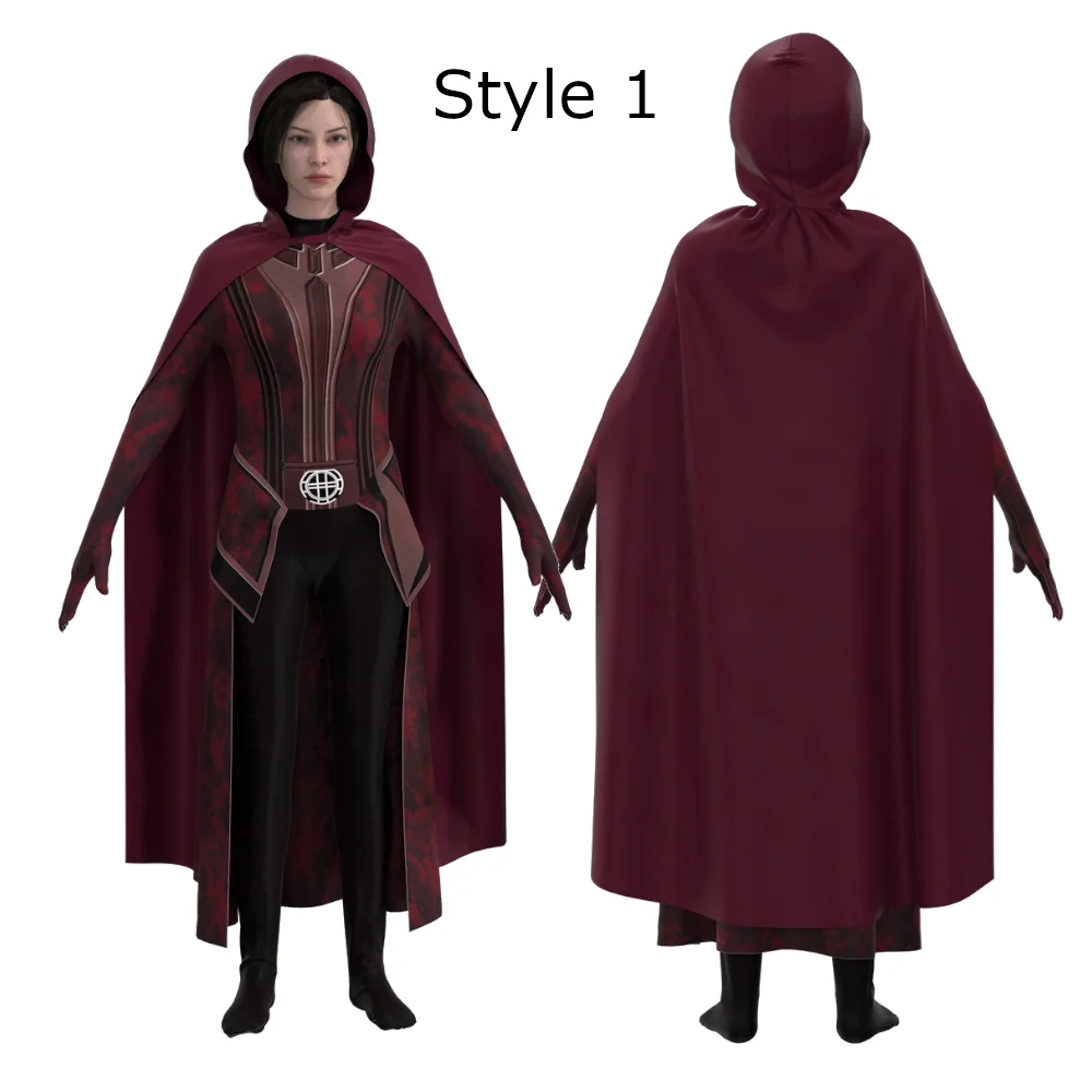 Scarlet Witch Cosplay Costume for Women & Girls Wanda Maximoff Halloween Jumpsuit with Cape Female Superhero Outfit
