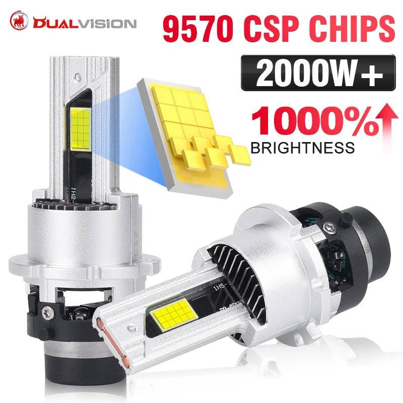 

D2S/R D4S/R LED Headlights Bulbs HID D1S D3S D5S D8S Replaceable Kit Xeon LED 1000W Canbus Large Copper Tube 9570 CSP Chips