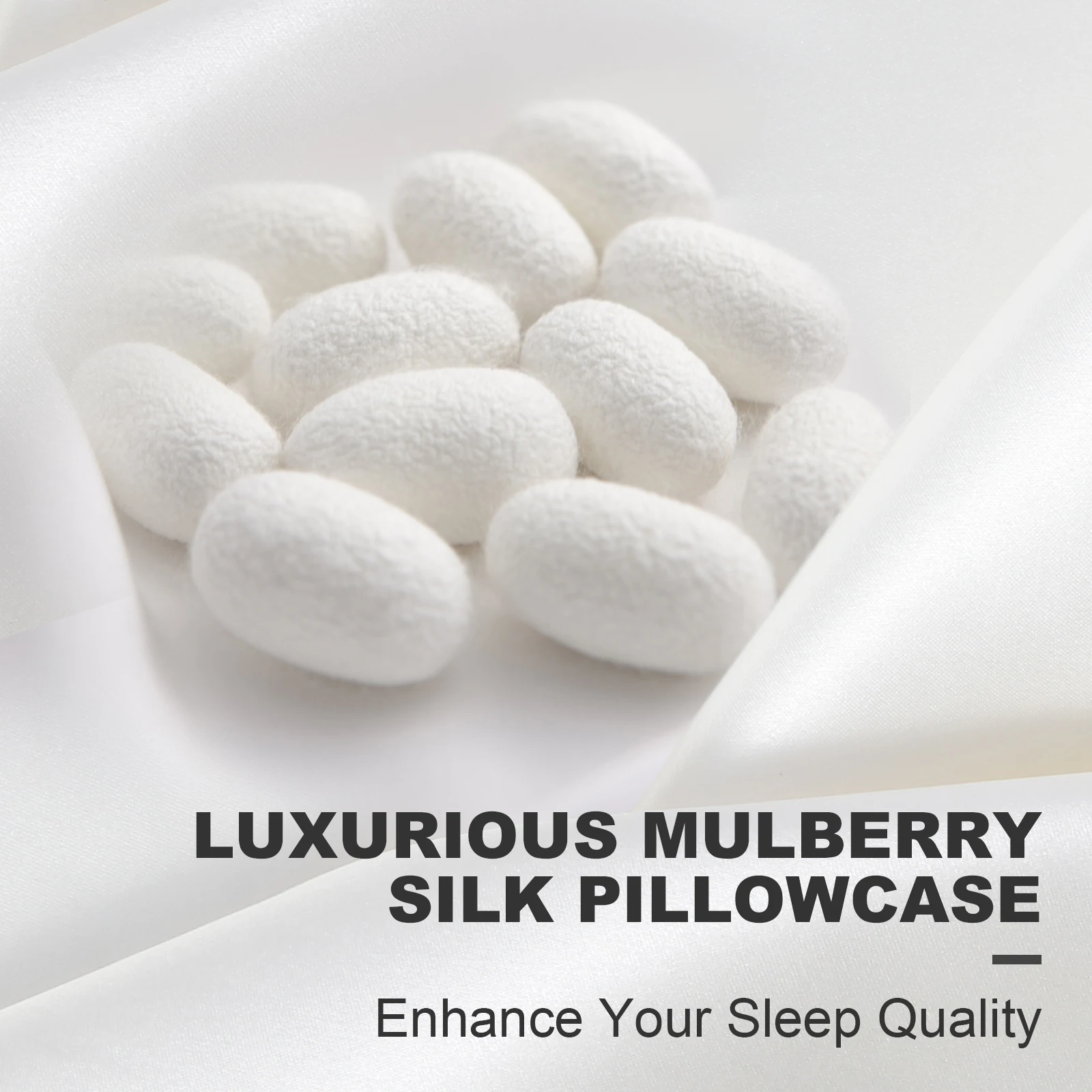 1PC 100% Pure Mulberry Silk Pillow Case, Dual-Sided Top-Grade 6A Mulberry Silk Fibers, 22 Momme Silk Pillowcase