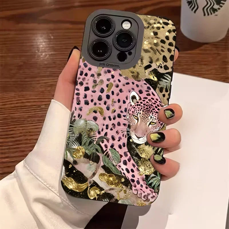 Coque de téléphone à imprimé léopard et fleurs pour Samsung Galaxy S26 A56 A36 A35 A55 A34 A54 A33 A53 S25 S24 Ultra S23 S22 Plus S21 FE