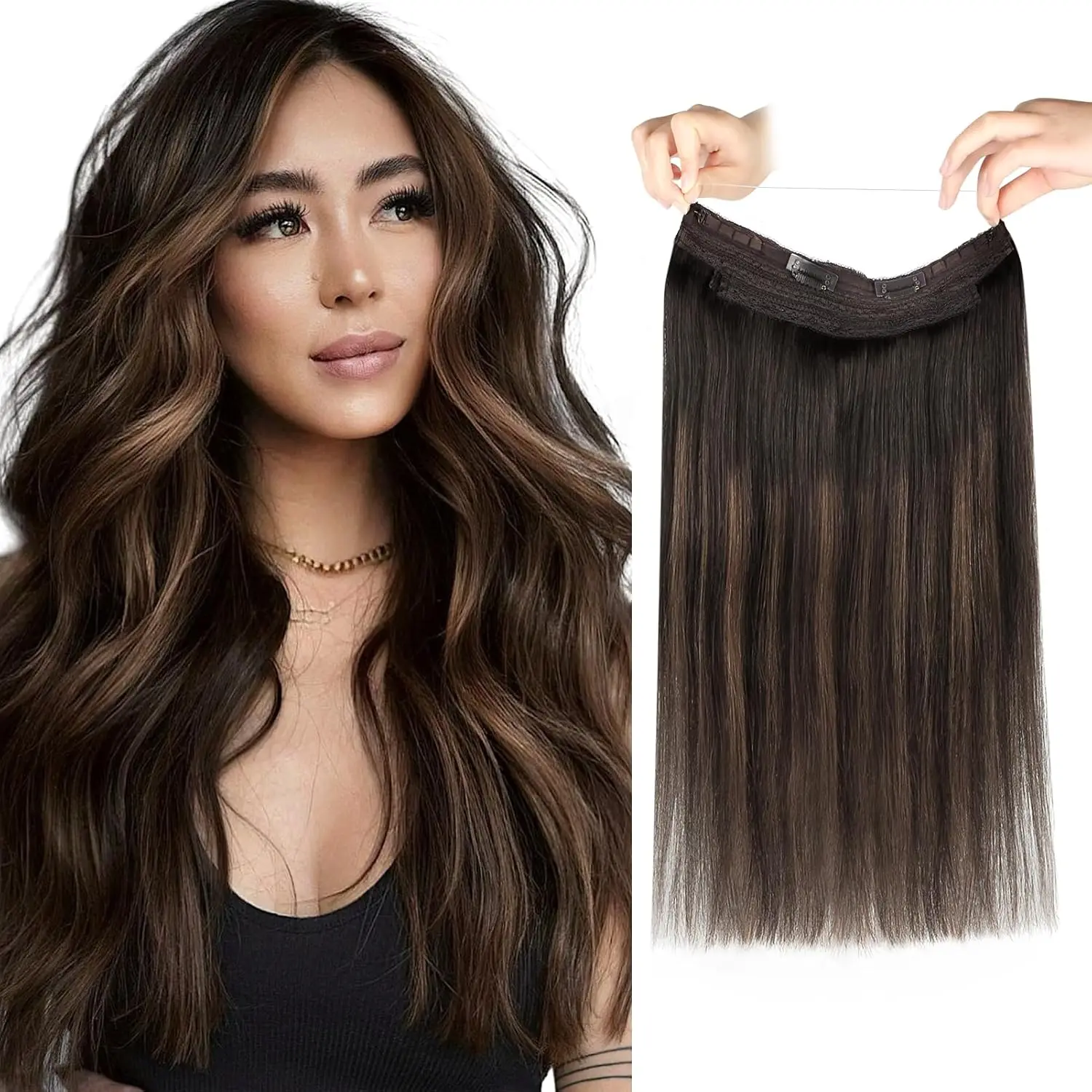 

Sixstarhair Invisible Wire Hair Extensions 70G 12/14Inch 100 Real Remy Human Hair Extensions Clip Ins Human Hair For Women