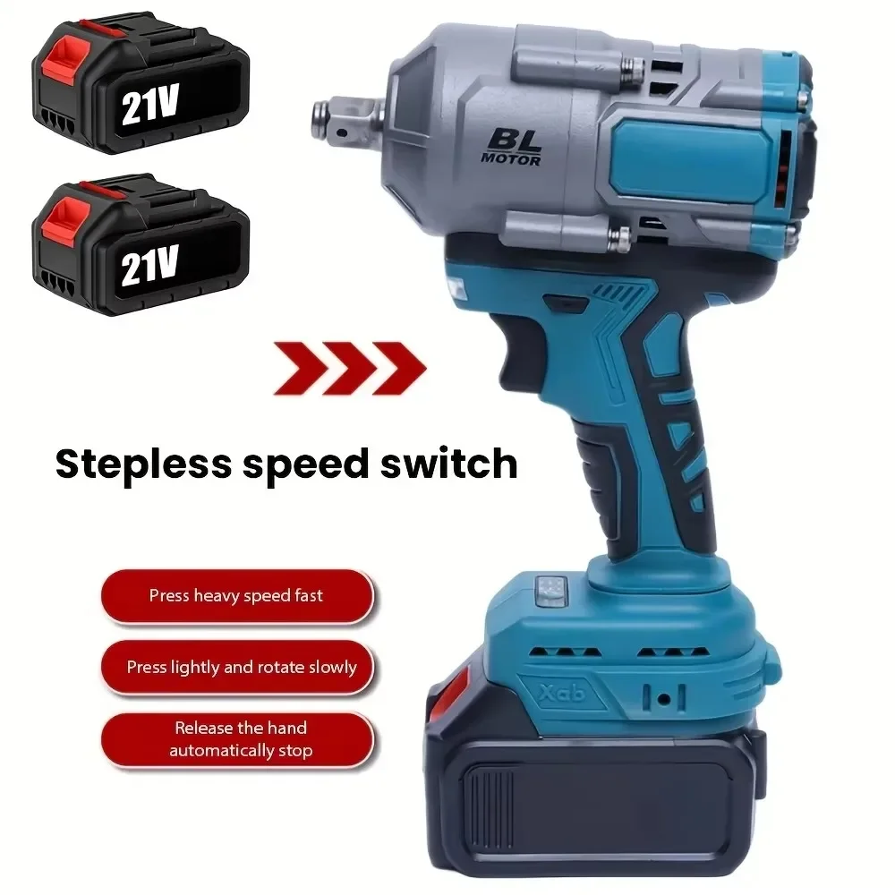 3000N.m 1/2" bezprzewodowy Electric Impact Wrench Variable Speed Brushless Electric Wrench Power Tool For Makita 18-21V bateria #20 With 2 Batteries wariant: Battery, Cordless