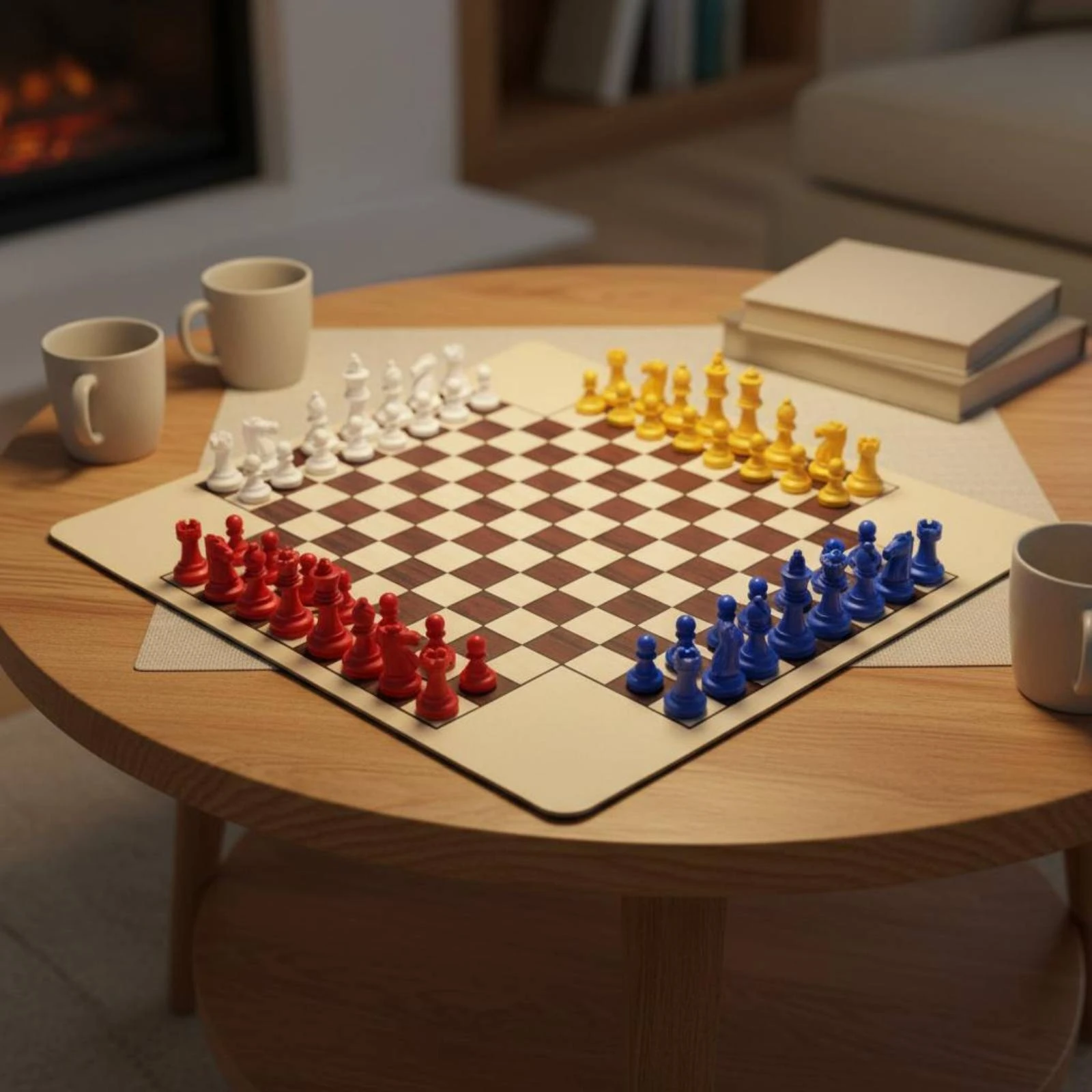 Board Game For 3 Players - Juego de Ajedrez Multicolor para Cuatro