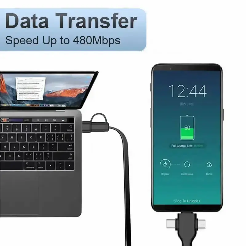 Kabel do ładowania notebooka 6 w 1 Wysuwana ładowarka Kabel do transmisji danych PD 60 W Szybkie ładowanie iPhone Samsung MacBook Type-C/Micro USB — zdjęcie 7