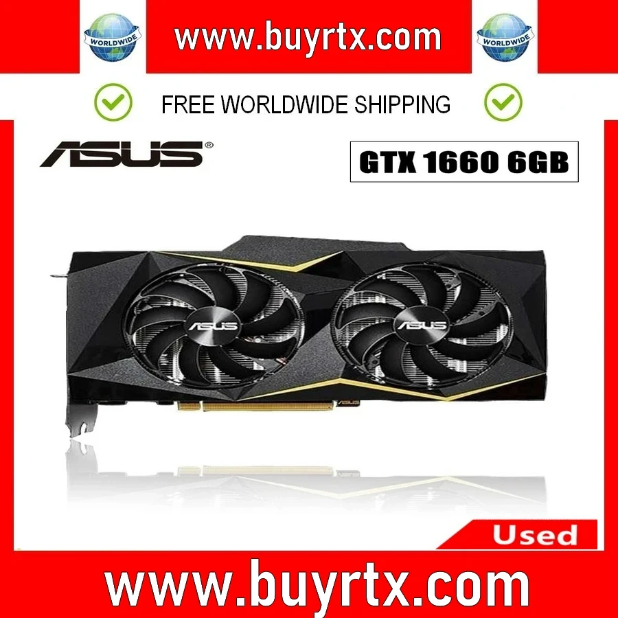 

2024 Used ASUS Graphic card GTX 1660 6GB placa de video graphics card GPU for NVIDIA