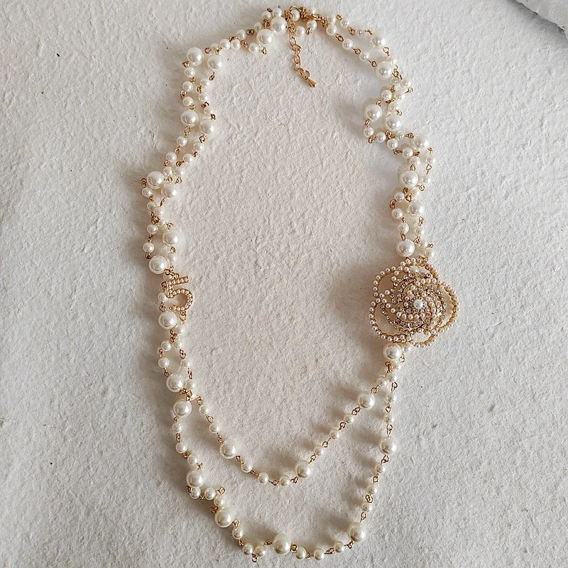 Clastic Flower Pearl Chain Wisiorek Naszyjnik Biżuteria dla kobiet — zdjęcie 2