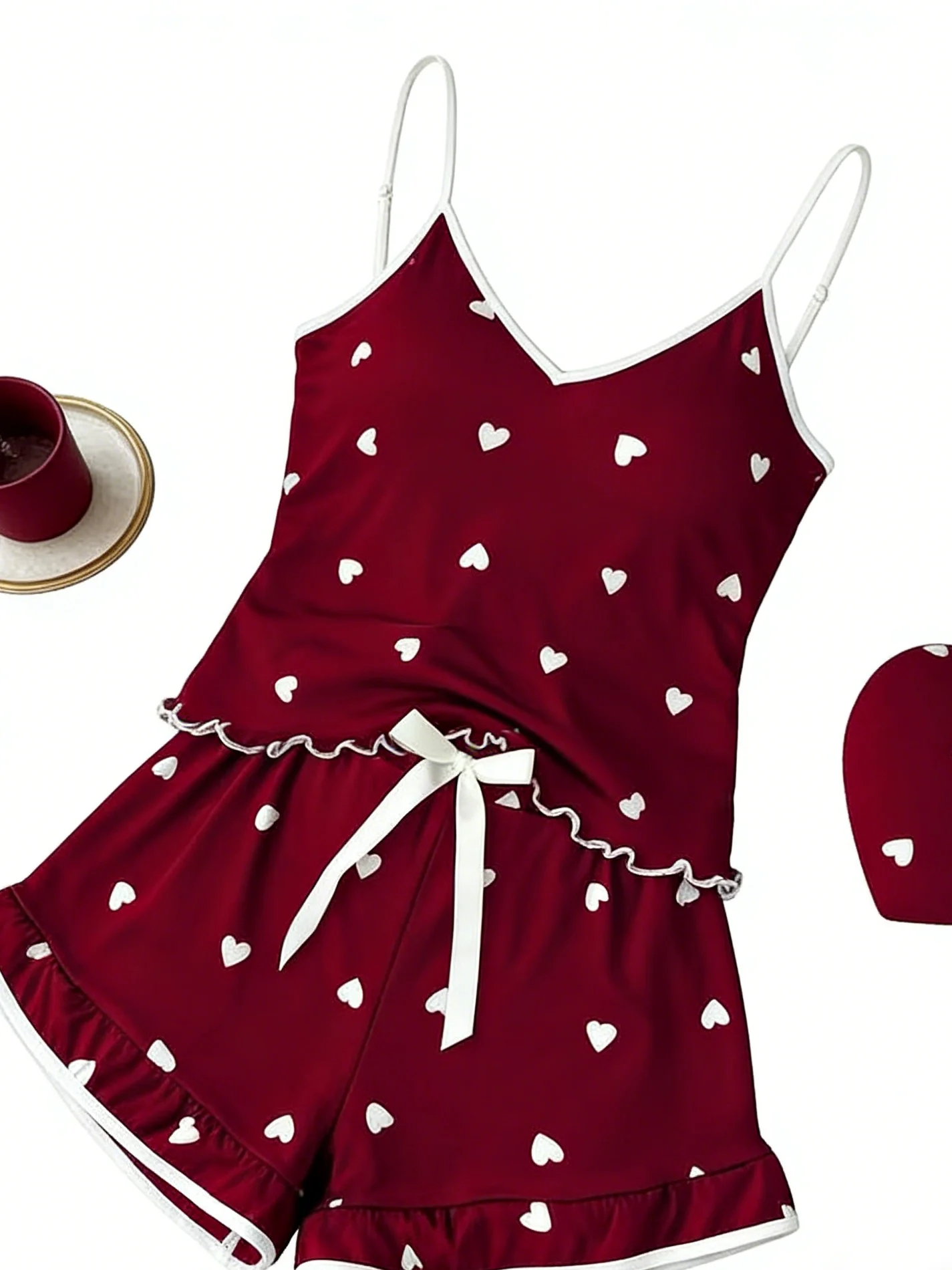 Soft knitted ice silk cute printed drapey loungewear high-quality women's two-piece summer camisole pajamas