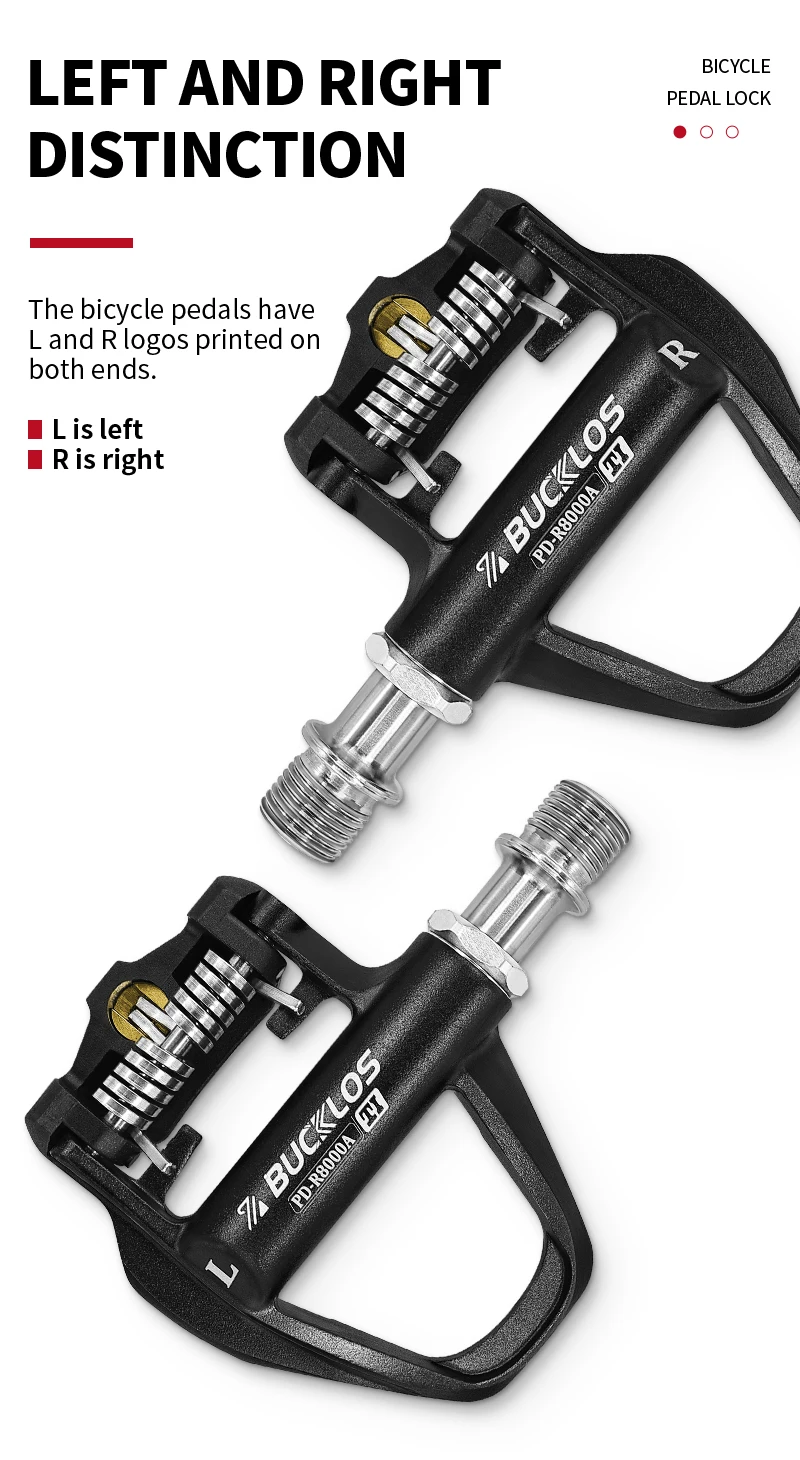 BUCKLOS Titan Spindel PD-R8000 Pedal für SPD-SL Aluminium Fahrrad Klickpedal Ultraleichtes Rennradpedal mit Klampe – Detail 11