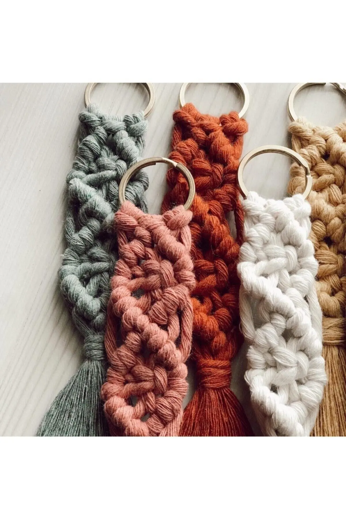 100 PCS Macrame Gift Keychain Personalized Kraft Paper Desired Text Writable Macrame Keychain 100% cotton macrame keychain