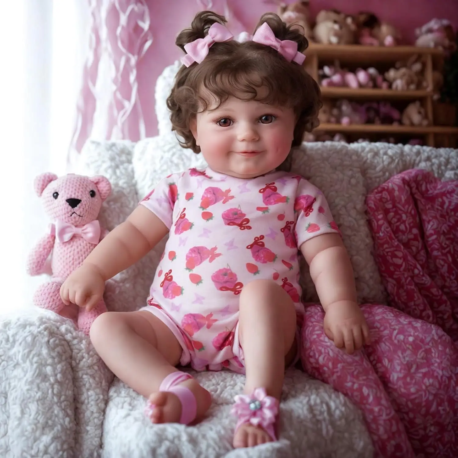 

Lifelike Reborn Baby Dolls - 20Inch-Real Baby Feeling Realistic-Newborn Baby Doll Adorable Smiling Real Life Baby Dolls with Gif