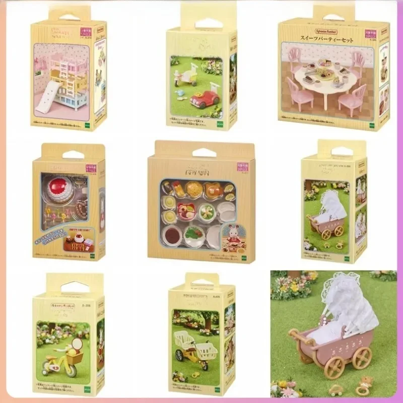 Sylvanian familles Anime fille figurines série maternelle bonne école primaire arc-en-ciel château école Bus cabine d'arbre enfants jouet