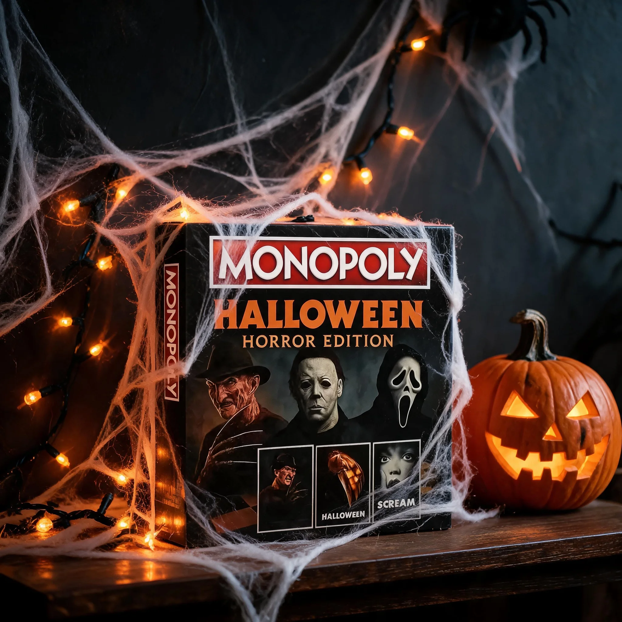 Halloween Horror Monopoly Board Game Horror Movie Killer Character Themed Desktop Game Adult Family Party Game Night Prop Collectible Gift for Horror Lovers