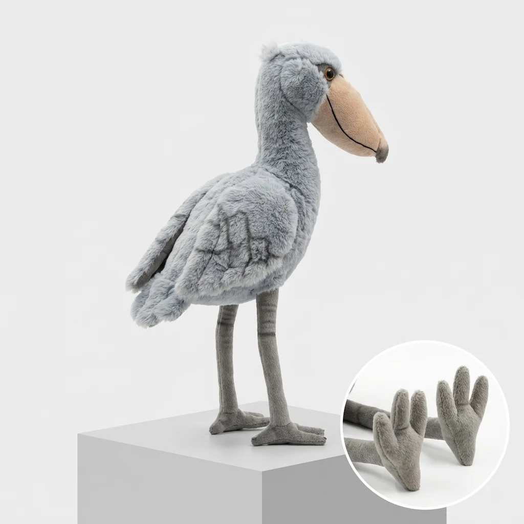Realistic Shoebill Stuffed Animal Plush Toy Lifelike Whale Headed Stork Bird Soft Cuddly Gift for Kids Adults Home Decor