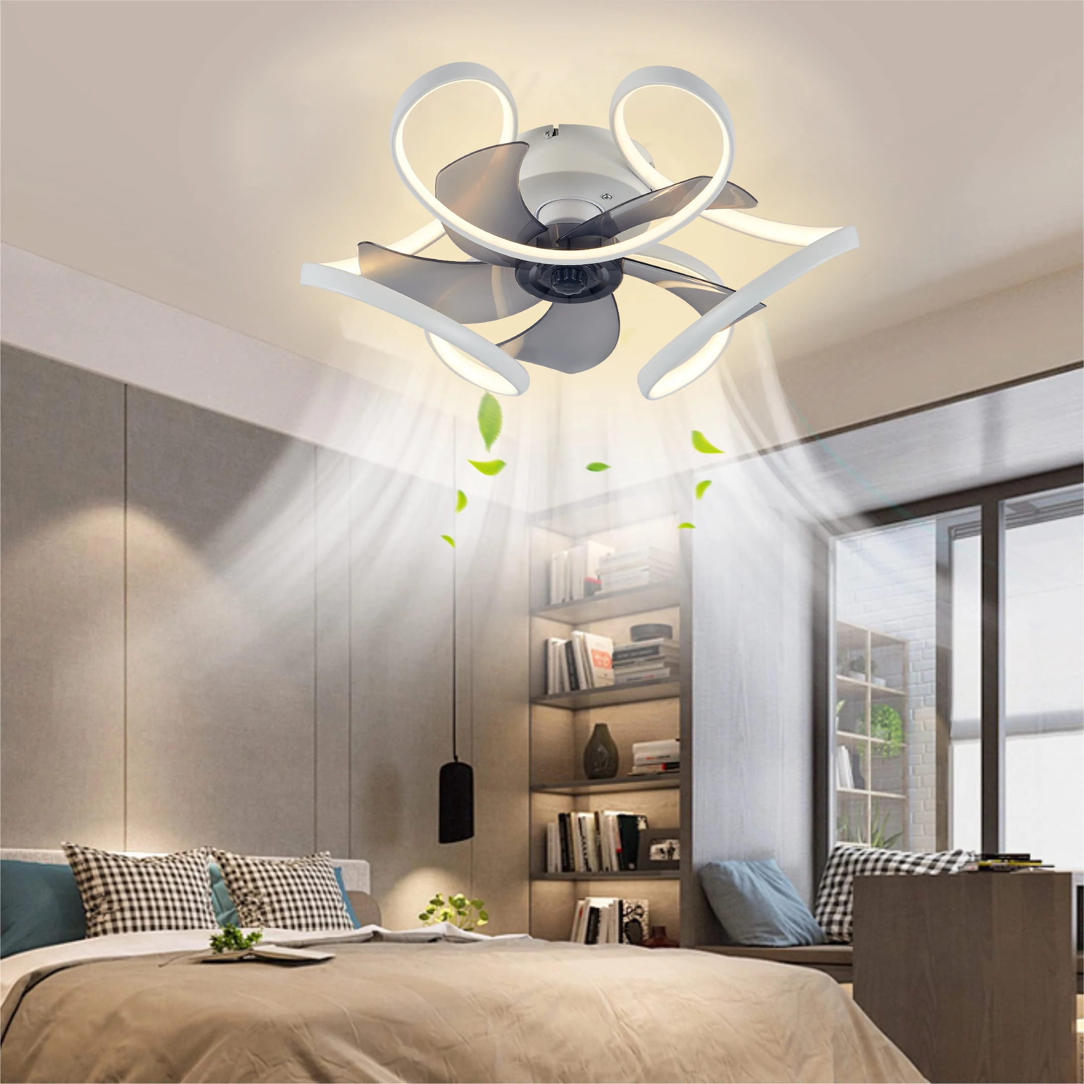 IRALAN Modern White Low Floor DC Motor 64W Ceiling Fans With Remote Control Simple Ceiling Fan Without Light Home Fan