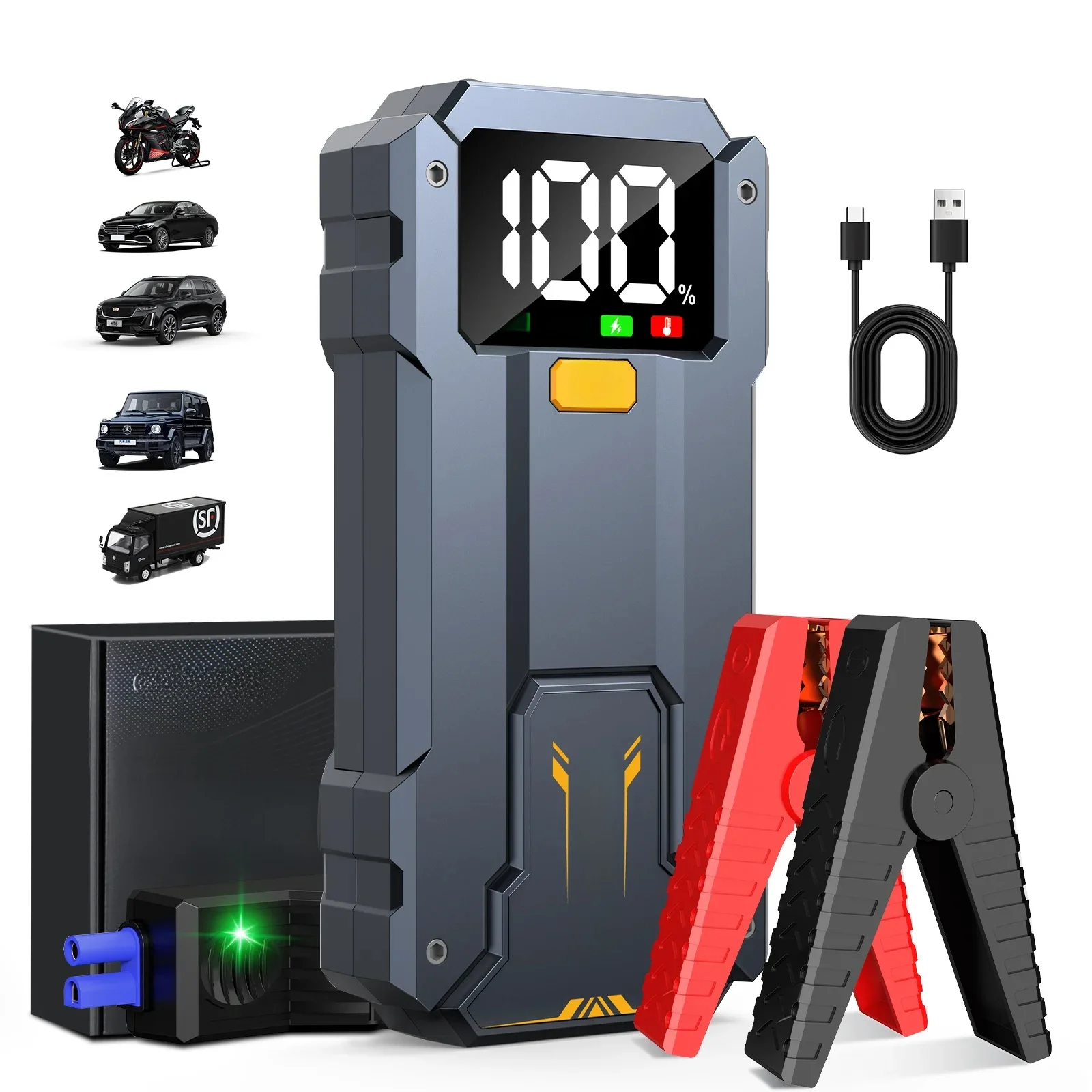 Auto Jump Starter 10000mAh Power Bank Auto Booster Oplader 12V Startapparaat Auto Emergency Booster Lithium Starter Batterij - afbeelding 2