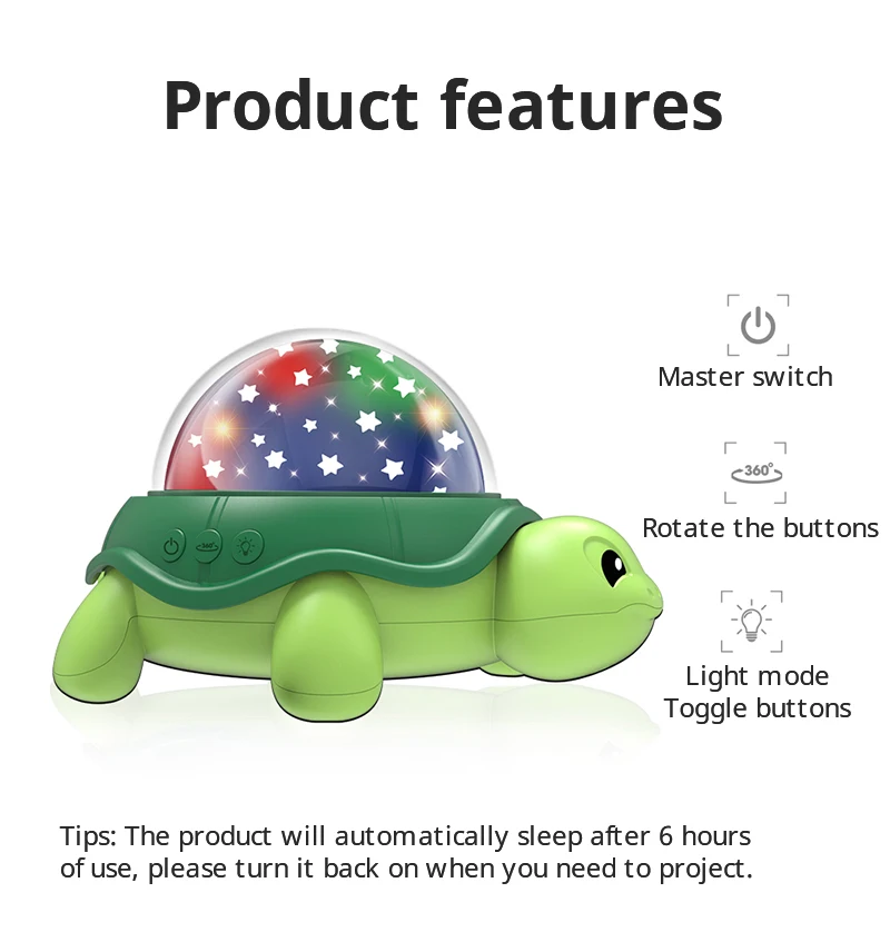 Luz de cielo estrellado de tortuga de buena suerte, proyector de estrellas, luz nocturna para niños, juguetes de regalo de rotación de 360 grados