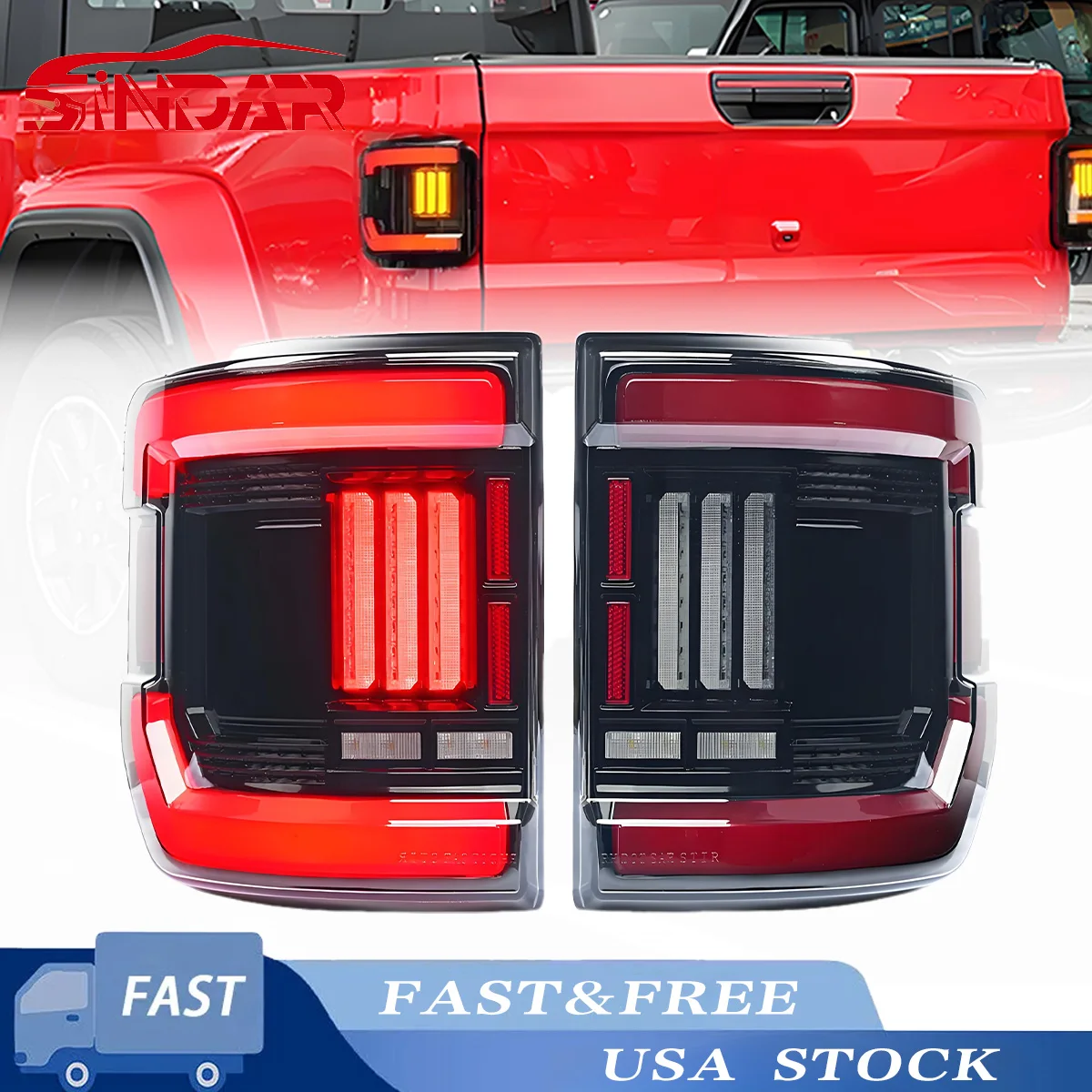 

SINDAR LED tail lights assembly Driver side passenger side for Jeep Gladiator 2020-2025