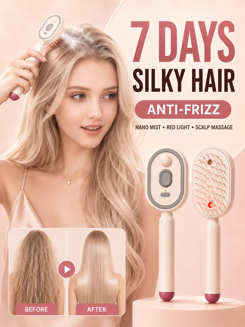 Electric Spray Air Cushion Massage Comb Hair Brush For Dry Frizzy Hair Red Light Therapy