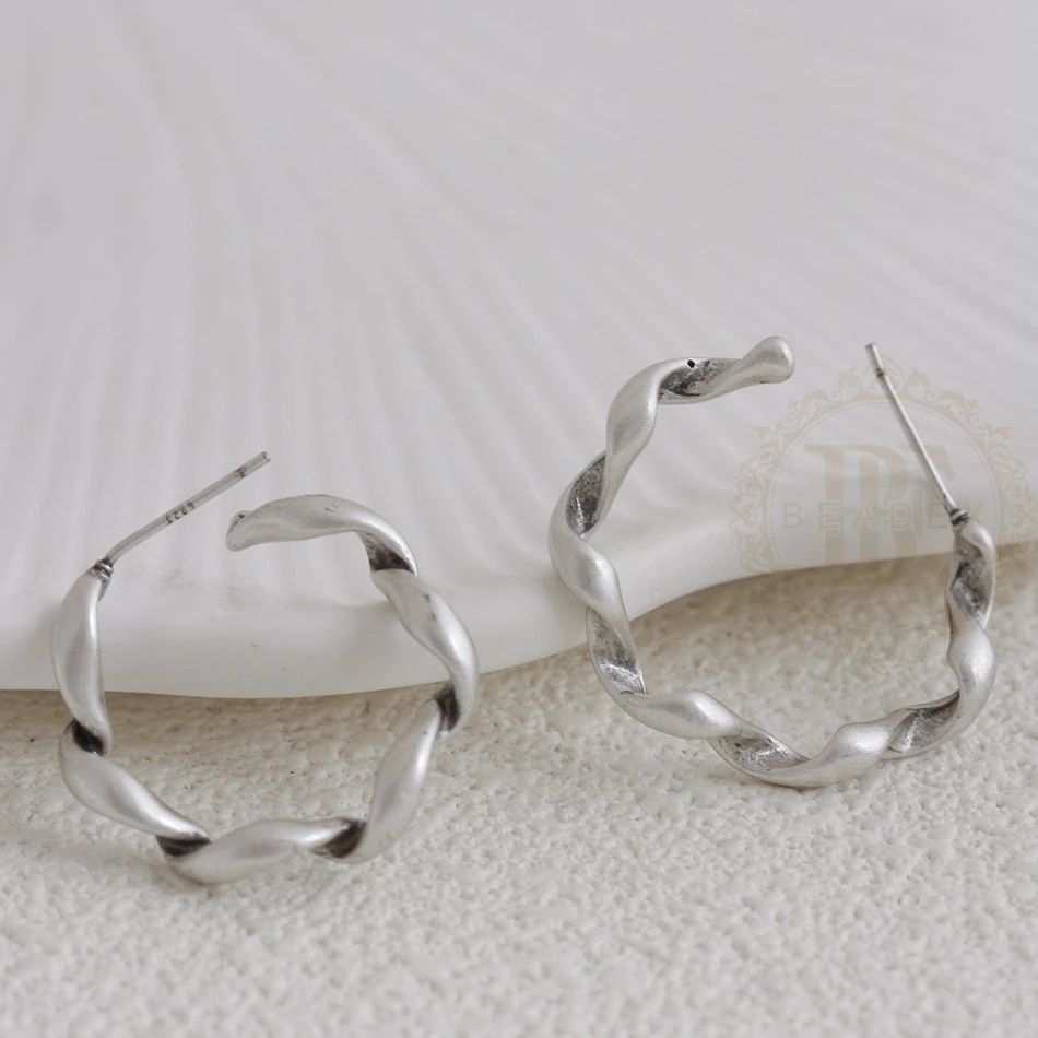 DIY Supply-2 قطعة من حلقات النحاس الصلب مع دبوس من الفضة الاسترليني - حلقة 24.4 × 4.6 ملم (4921C-11)