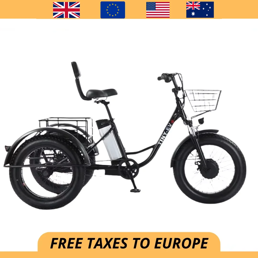 

Электрический велосипед с толстыми шинами, 20 дюймов, 3-колесный электрический грузовой велосипед для взрослых, женщин, мужчин, мощный, 48 В, 500 Вт, съемная литиевая батарея