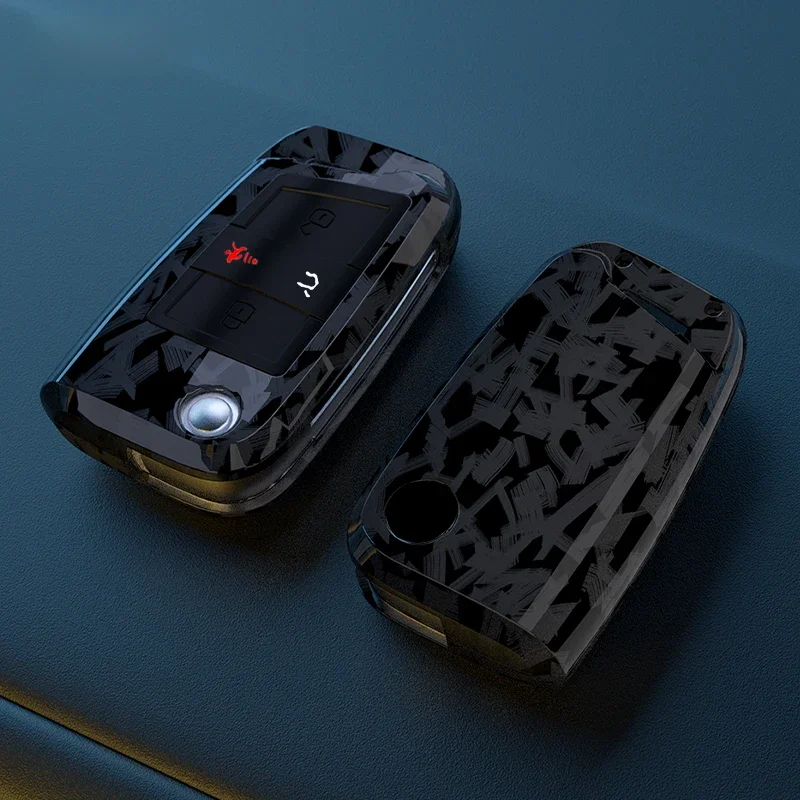 Housse de clé de voiture en Fiber de carbone ABS, pour VW Volkswagen Golf 7 MK7 Tiguan MK2 pour SEAT Ateca Leon FR 2 Ibiza pour Skoda Octavia Fob