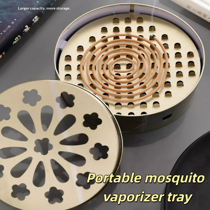 Anti‑Scald Mosquito Coil Holder With Lid Portable Metal Burner Tray  Rack For Home Indoor Outdoor Hotel Use