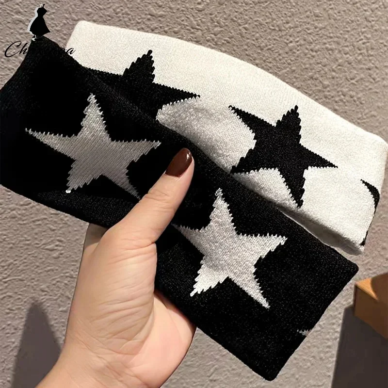 AliExpress NONE Star Embroidery Sports Headband for Running, Cycling, Yoga | Black Headbands for Women No Slip Soft Hair Accessories