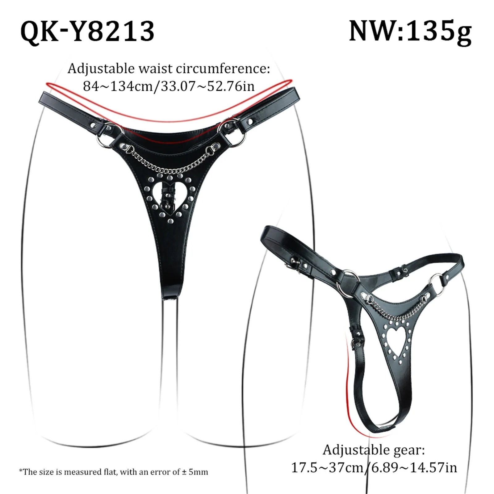 Heart Cutout Leather Strap-On Harness Panties Metal Rivet Dildo Holder Lesbian Couples Sex Toys Body Restraints Belt for Women - view 2