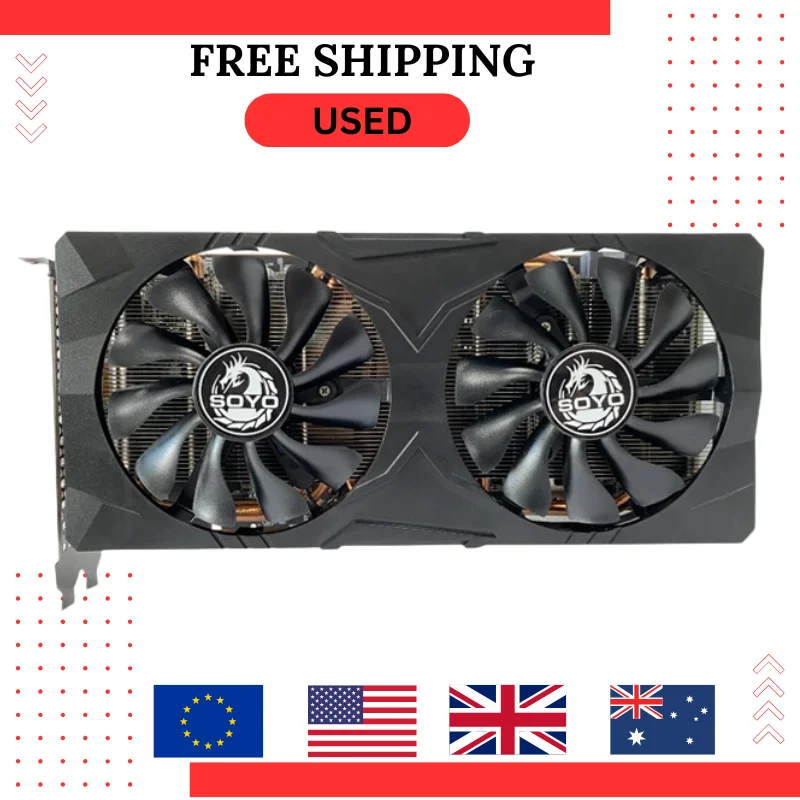 Usado soyo amd rx5700xt 8gb placa gráfica jogos gddr6 256bit pci express 4.0 × 16 radeon gpu computador placa de vídeo
