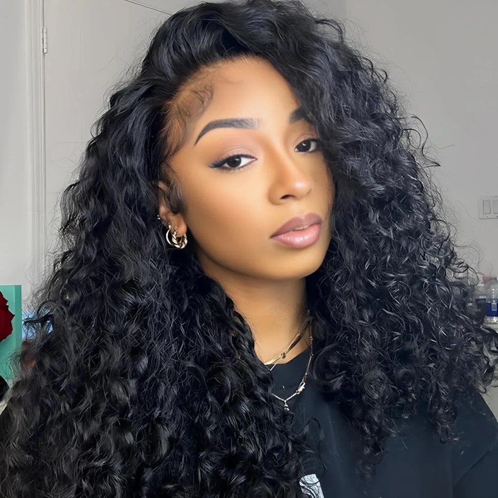 Parrucca 3 in 1, mezza parrucca con capelli ricci e crespi, realizzata con capelli umani, con cordoncino e cuciture a vista, realizzata a macchina, parrucche 3 in 1 per donna.