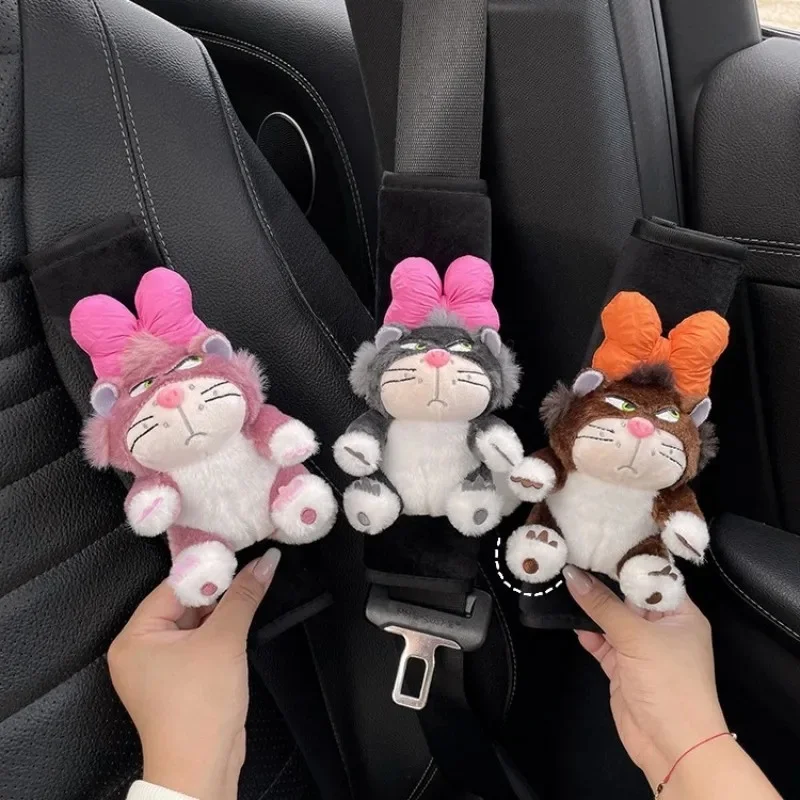 Nieuwe driekleurige autogordel schouderstuk schattige kat pop op een voertuig gemonteerde cartoon veiligheidsgordel decoratie universele auto-accessoires - afbeelding 2