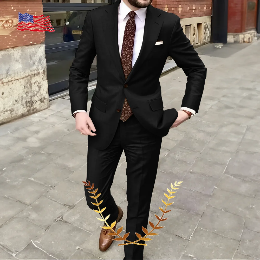 2024abito da uomo bello Casual 2 pezzi vestito per uomo Groomsmen Business Prom Blazer smoking da sposa bavero dentellato