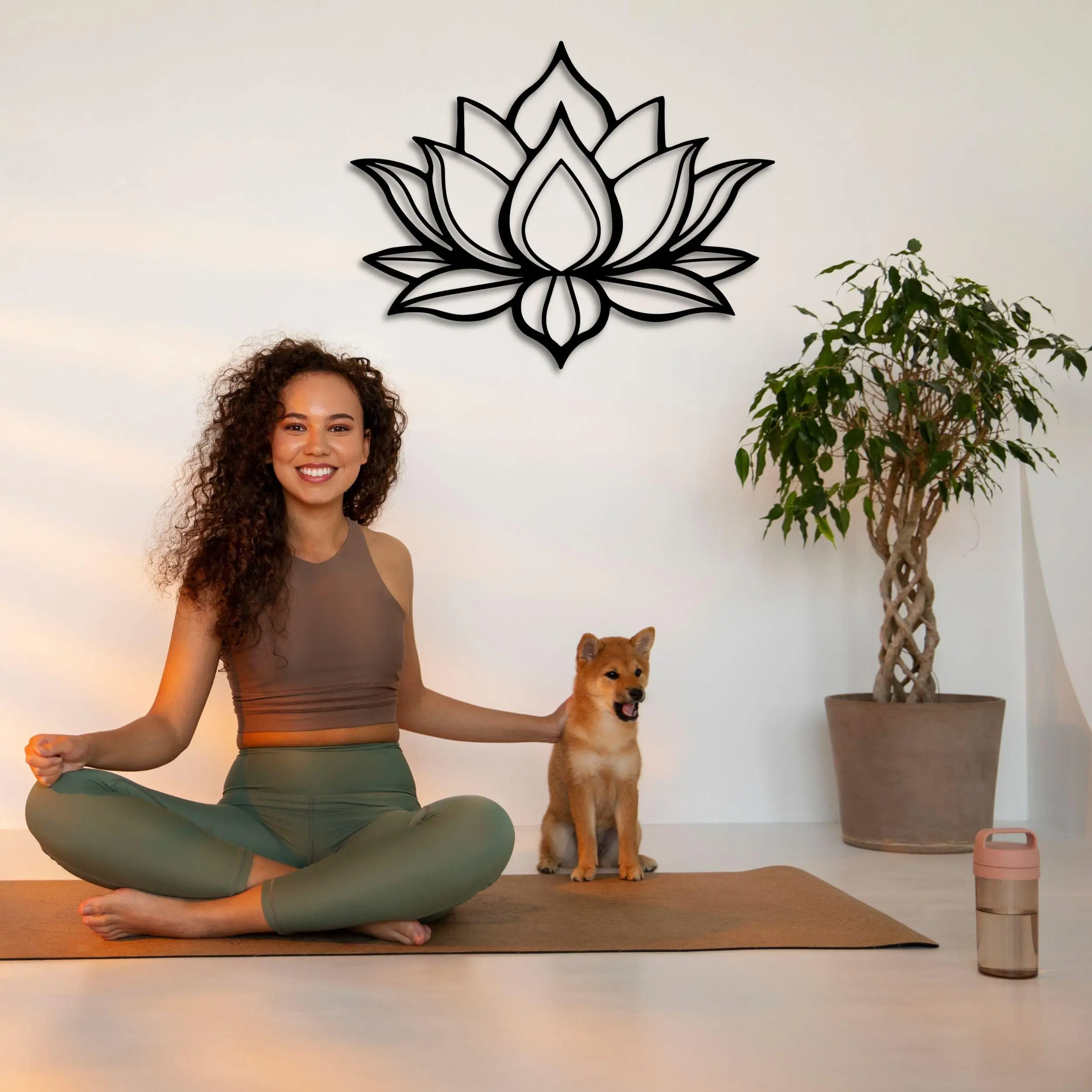 Lotus Flower Mandala Metal Wall Art, Yoga Meditation Decor, Large Steel Wall Hanging