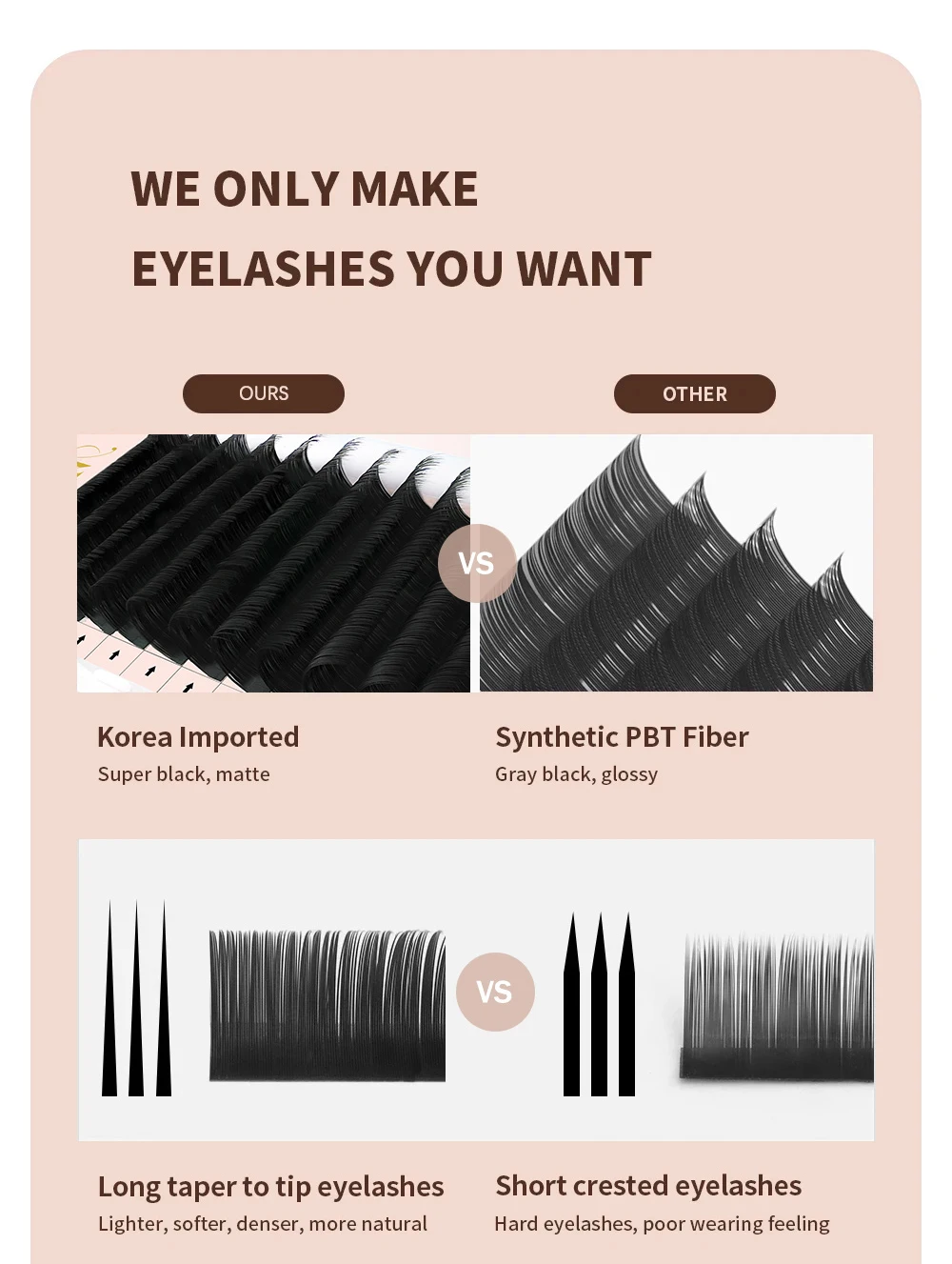 12 Reihen Einzelne Wimpernverlängerungen C/D/CC/DD Curl 8-20mm Volumen Matt Kaschmir Professionelle Wimpern für Schönheitssalons – Detail 3