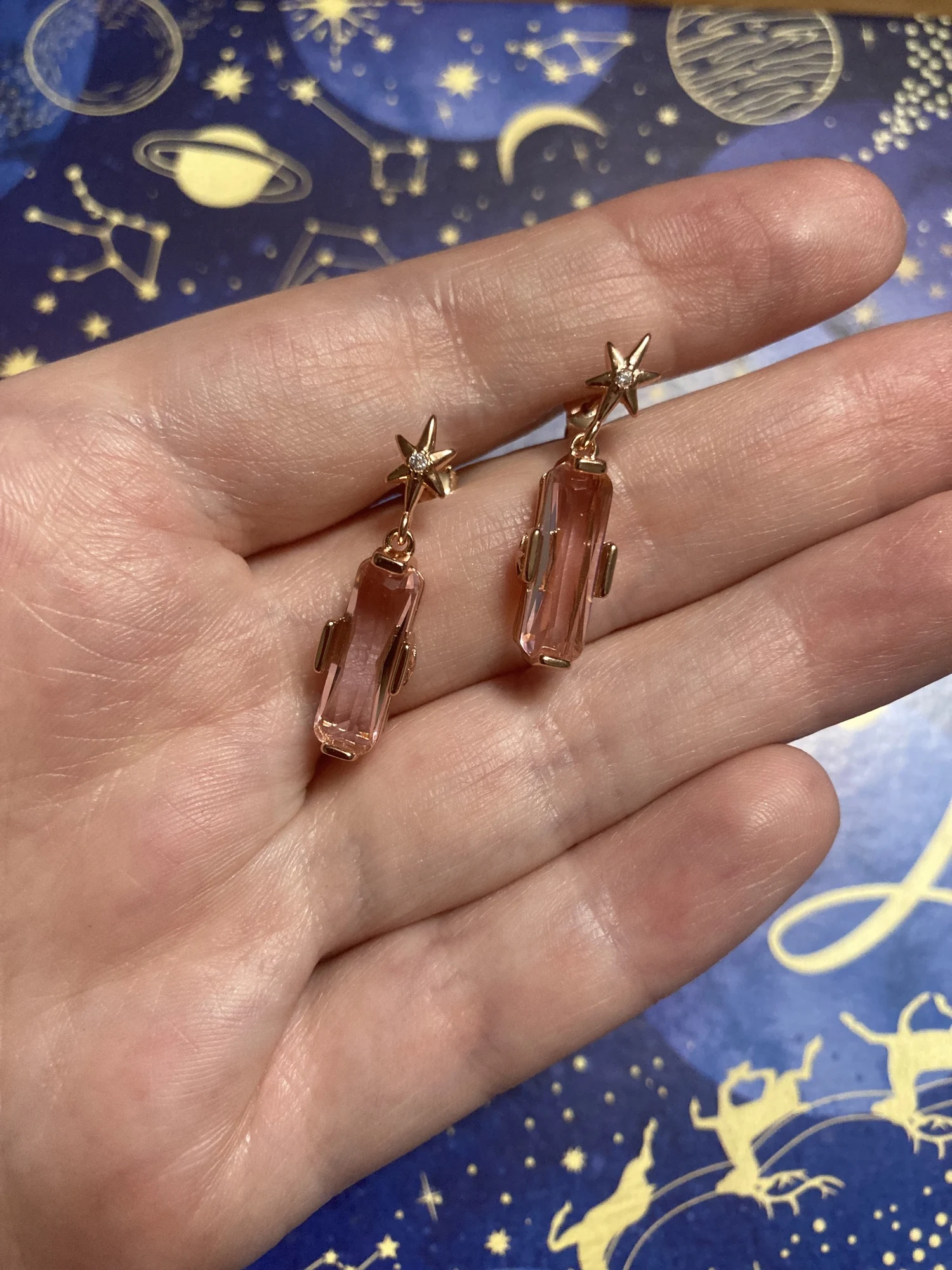 Romantic Star Pink Stone Rose Gold Plated Stud Earrings photo review