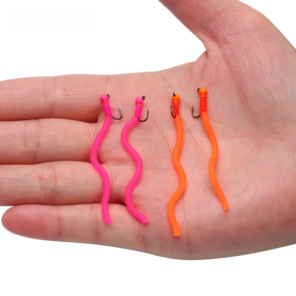 Wifreo-Tête de perle de tungstène SLaura my Worm, crochet sans ardillon, #14 San Juan Wormy, mouche, truite, bar saupoudrer Fish, mouches de pêche, 4 pièces