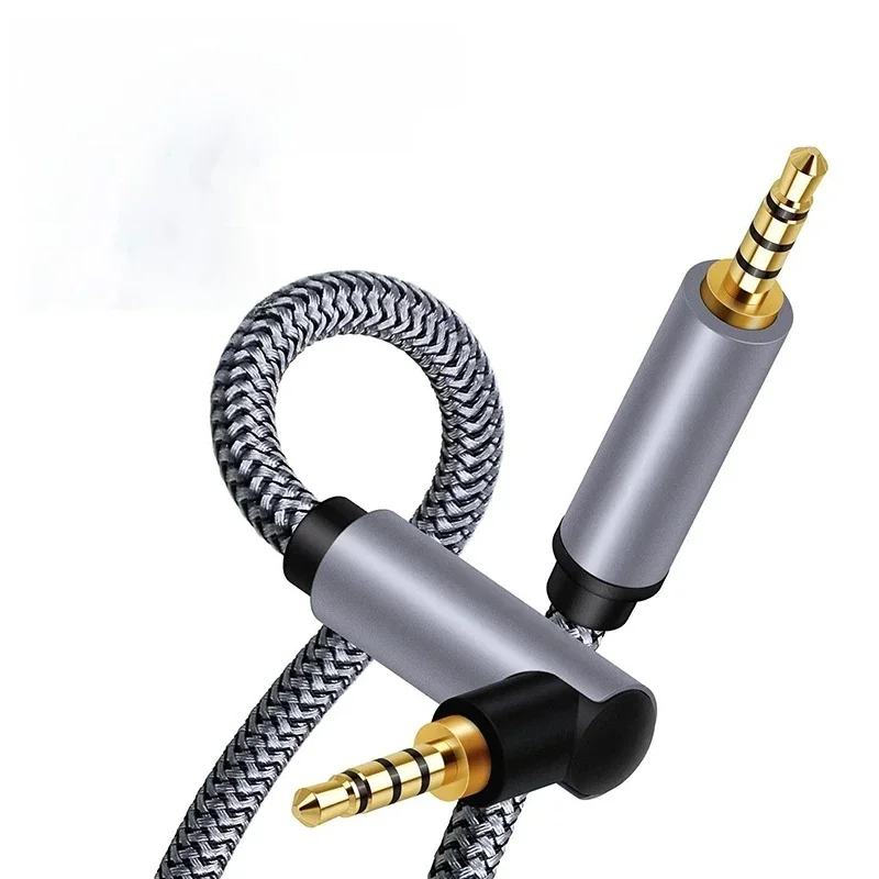 Câble d'extension audio stéréo pour iPhone et Samsung, câble de voiture, ligne audio Hi-Fi plaquée or, 90 degrés, 3.5mm, m-x