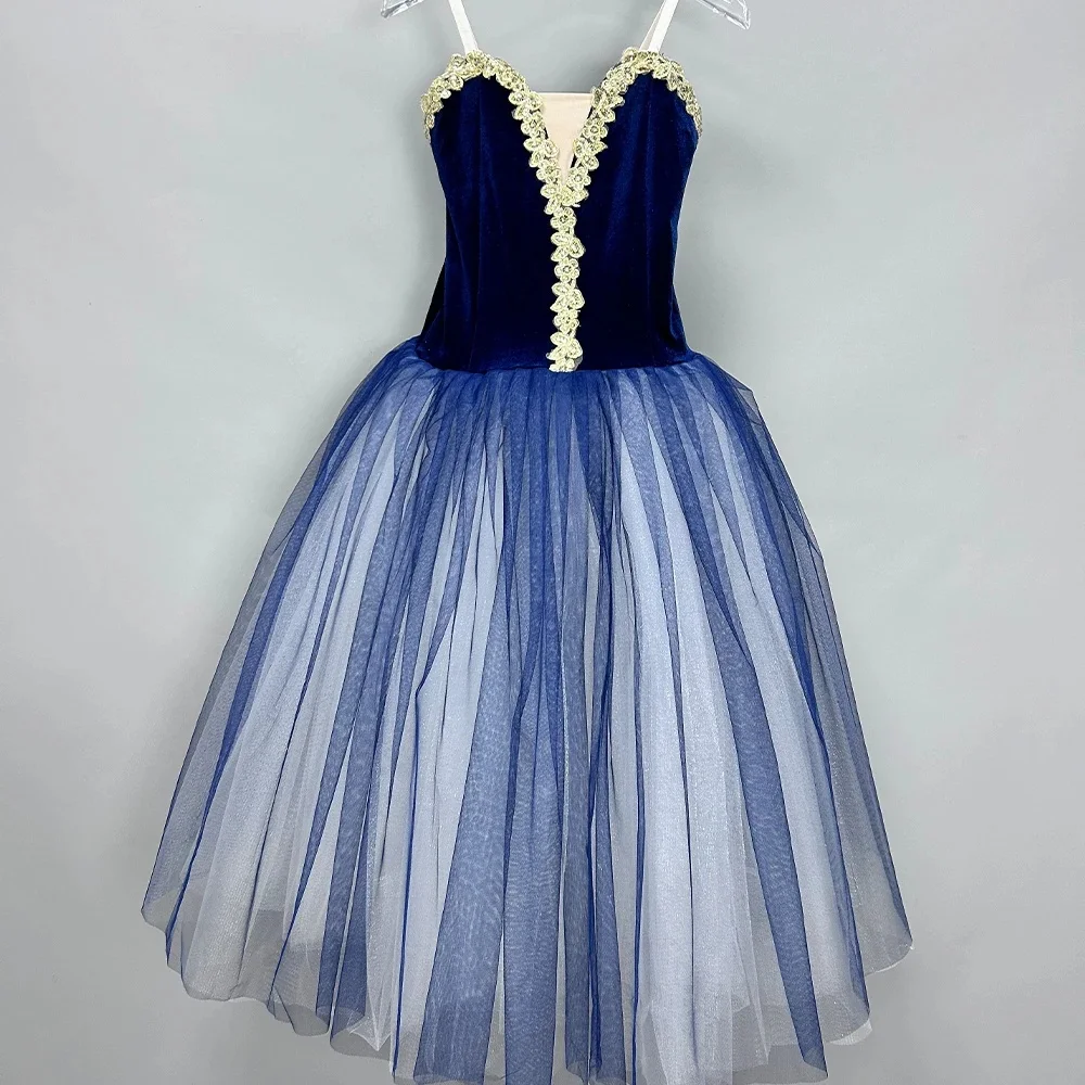 Blau Ballett Tutu Röcke Kinder Frauen Leistung Kostüme Prinzessin Tanz Praxis Lange Romantische Tutu Ballett Kleid Für Mädchen