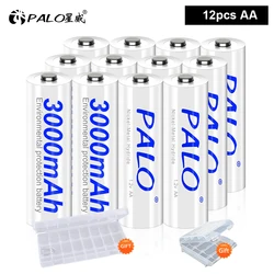 PALO 4-24 sztuk 100% oryginalny 1.2V akumulator AA 3000mAh Ni-MH NIMH AA akumulatory do latarka kamery zabawki