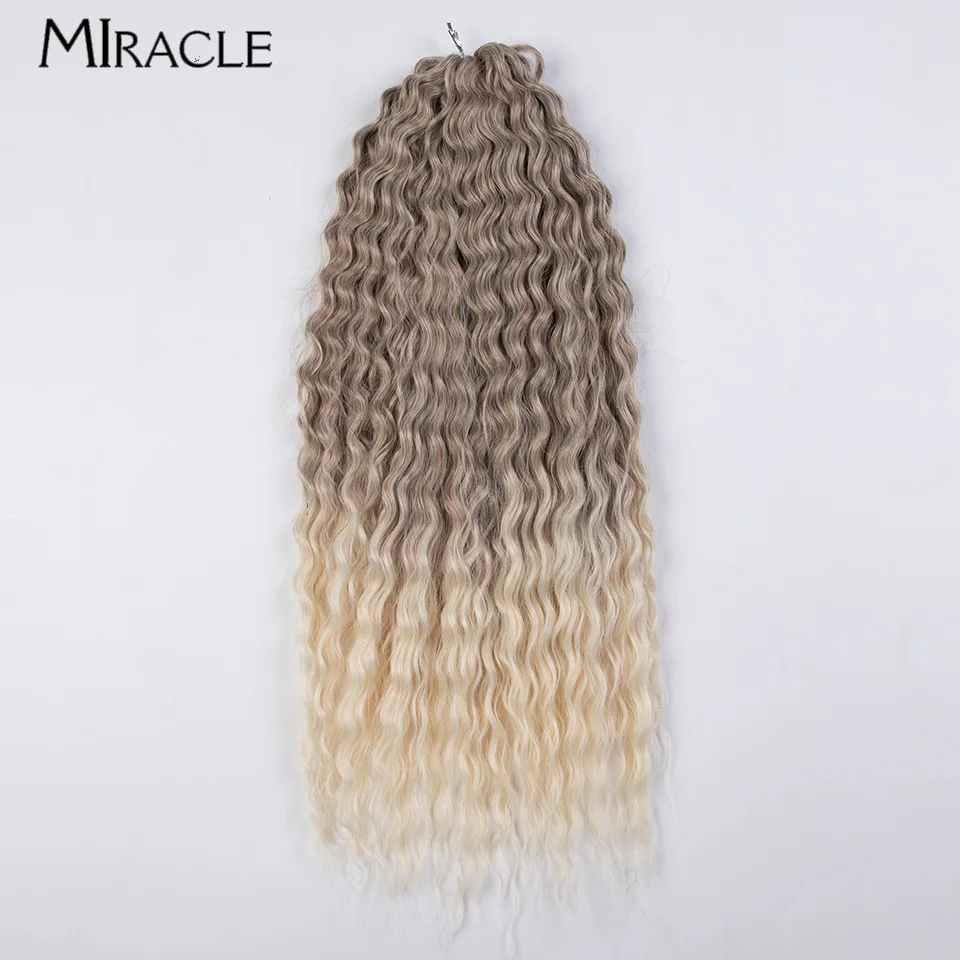 MIRACLE 24'' Synthetic Curly Hair Twist Braid Hair Extensions Braiding Hair Crochet Hair Ombre Blonde Pink Blue Fake Hair