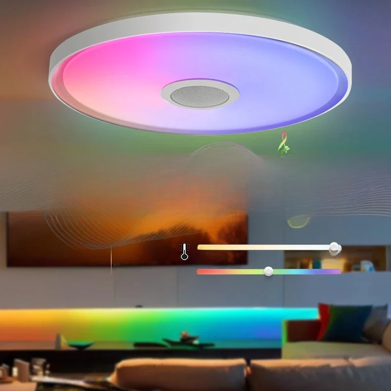 LED slimme plafondlampen RGB APP afstandsbediening dimmen moderne huisverlichting muzieklicht met luidspreker voor woonkamer slaapkamer - afbeelding 2