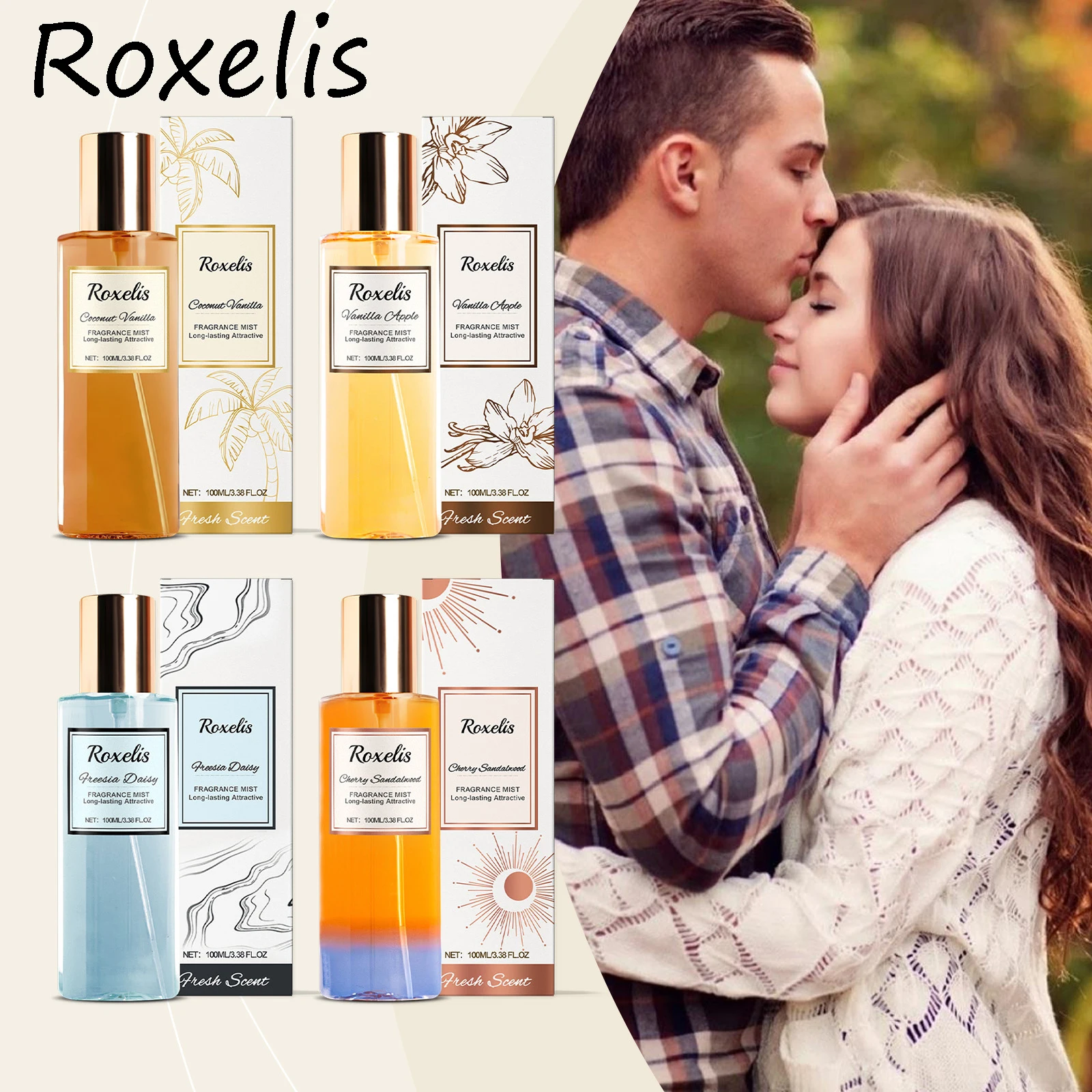 

Roxelis Multi Scent Создайте романтическую атмосферу Стойкий аромат Улучшает уверенность и очаровательный Уникальный туман для тела для ежедневного использования