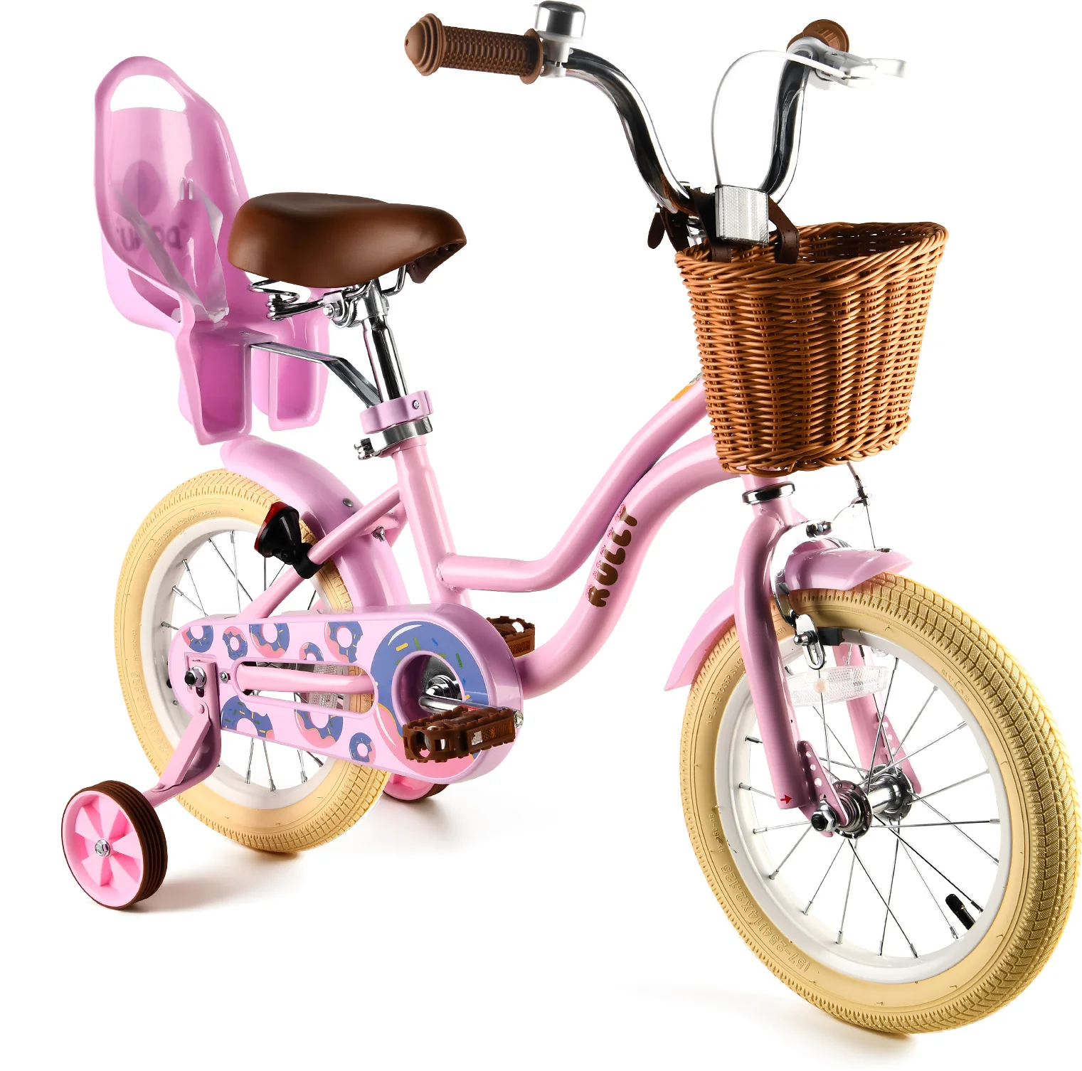 Vélo pour enfants de 12/14/16 pouces avec panier et roues d'apprentissage, vélo pour garçons et filles de 2 à 7 ans, vélo d'apprentissage pour débutants, sûr et robuste, siège et guidon réglables