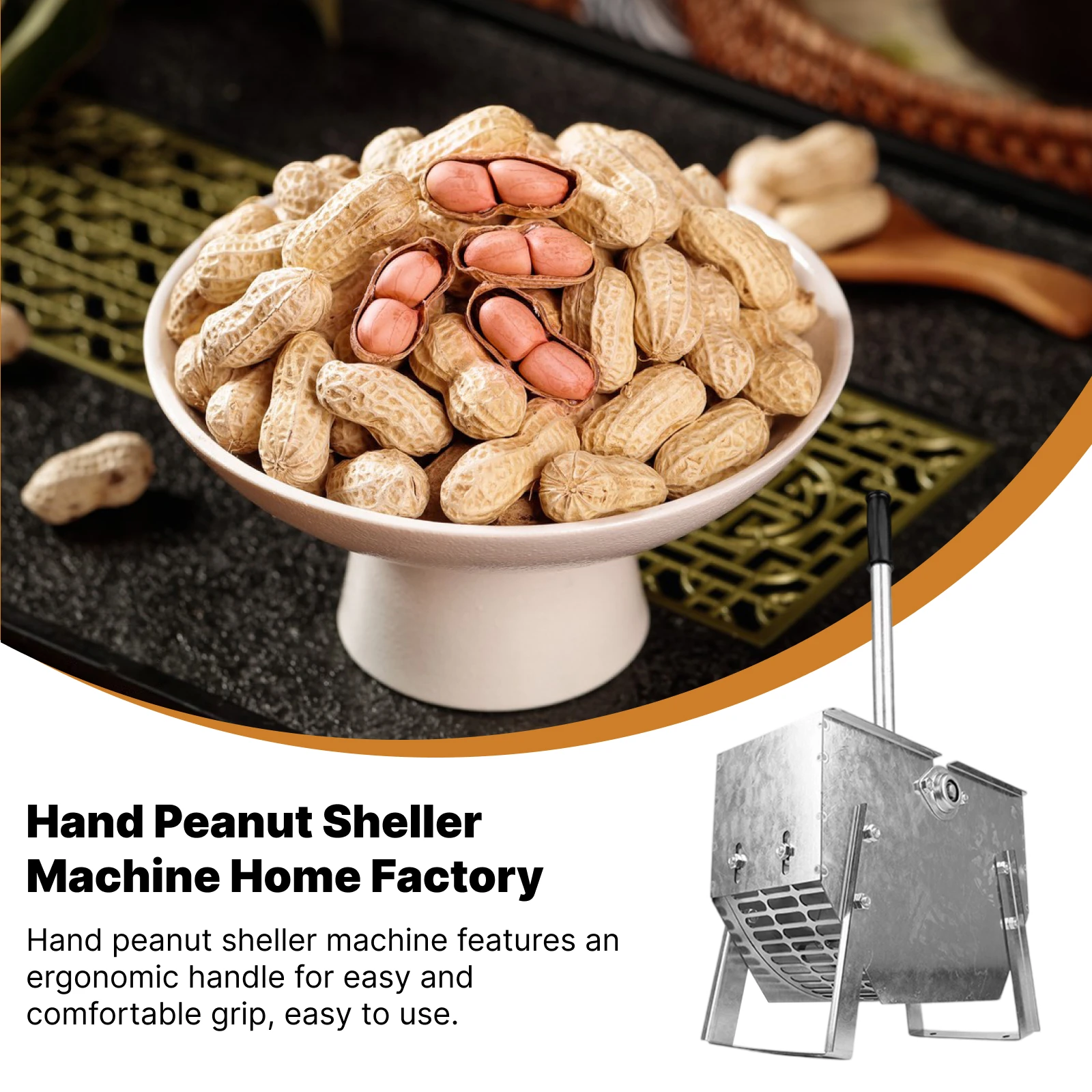 

Ручная машина для шелушения арахиса с эргономичной ручкой, портативная ручная машина для очистки арахиса, эффективная для ресторанов, домашней фабрики