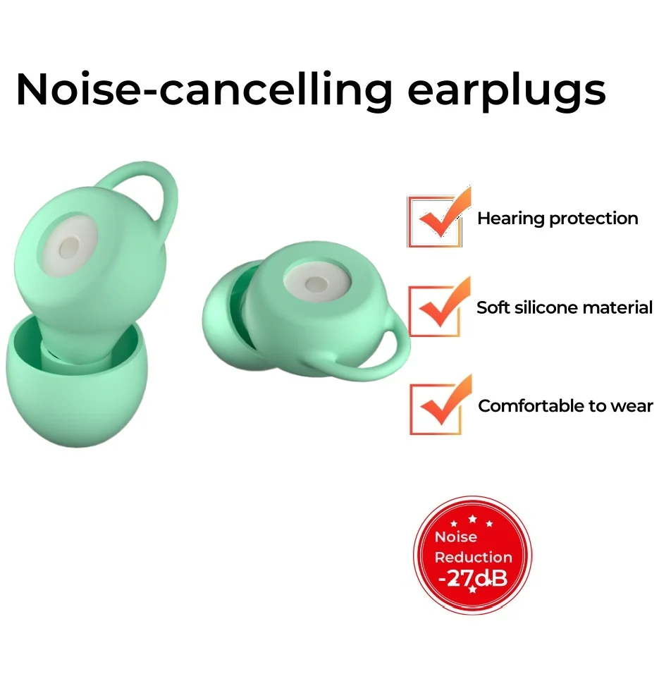 Woo Hearing Protection Silicone Earplugs For Sleeping Quiet Sound Noise Reduction