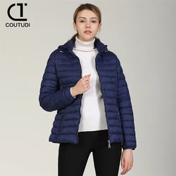 COUTUDI Long Sleeve Puffer Jackets for Women, Ultralight Down, Cotton Jacket, Warm Coat, Female Parkas, Fashion, Autumn Winter