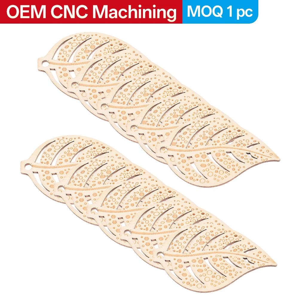Custom-cut and engraved aluminum alloy and stainless steel wood leaf outlines unpainted wood chip DIY craft decorations