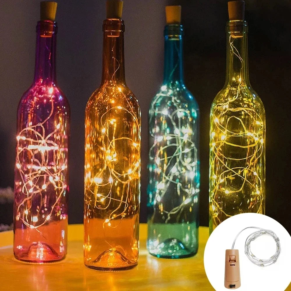 1/2/3M LED bouteille de vin liège chaîne lumières décoration de vacances guirlande bouteille de vin fée lumière noël fil de cuivre chaîne lumières